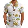imageCOOFANDY Mens Hawaiian Short Sleeve Shirt Casual Button Down Summer Beach Vacation Shirt Tropical Floral Aloha ShirtsGreen Coconut Treewhite