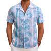 imageCOOFANDY Mens Hawaiian Short Sleeve Shirt Casual Button Down Summer Beach Vacation Shirt Tropical Floral Aloha ShirtsGreen Leaveswhite