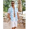 imageCOOFANDY Mens Hawaiian Short Sleeve Shirt Casual Button Down Summer Beach Vacation Shirt Tropical Floral Aloha ShirtsGreen Leaveswhite