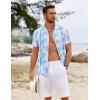 imageCOOFANDY Mens Hawaiian Short Sleeve Shirt Casual Button Down Summer Beach Vacation Shirt Tropical Floral Aloha ShirtsGreen Leaveswhite