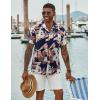 imageCOOFANDY Mens Hawaiian Short Sleeve Shirt Casual Button Down Summer Beach Vacation Shirt Tropical Floral Aloha ShirtsHawaiian Plantsnavy Blazer