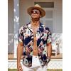 imageCOOFANDY Mens Hawaiian Short Sleeve Shirt Casual Button Down Summer Beach Vacation Shirt Tropical Floral Aloha ShirtsHawaiian Plantsnavy Blazer