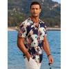 imageCOOFANDY Mens Hawaiian Short Sleeve Shirt Casual Button Down Summer Beach Vacation Shirt Tropical Floral Aloha ShirtsHawaiian Plantsnavy Blazer