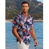 imageCOOFANDY Mens Hawaiian Short Sleeve Shirt Casual Button Down Summer Beach Vacation Shirt Tropical Floral Aloha ShirtsHibiscus Leavesblue