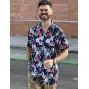 imageCOOFANDY Mens Hawaiian Short Sleeve Shirt Casual Button Down Summer Beach Vacation Shirt Tropical Floral Aloha ShirtsHibiscus Leavesblue