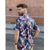 imageCOOFANDY Mens Hawaiian Short Sleeve Shirt Casual Button Down Summer Beach Vacation Shirt Tropical Floral Aloha ShirtsHibiscus Leavesblue