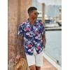 imageCOOFANDY Mens Hawaiian Short Sleeve Shirt Casual Button Down Summer Beach Vacation Shirt Tropical Floral Aloha ShirtsHibiscus Leavesblue