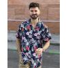 imageCOOFANDY Mens Hawaiian Short Sleeve Shirt Casual Button Down Summer Beach Vacation Shirt Tropical Floral Aloha ShirtsHibiscus Leavesblue