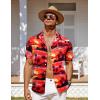 imageCOOFANDY Mens Hawaiian Short Sleeve Shirt Casual Button Down Summer Beach Vacation Shirt Tropical Floral Aloha ShirtsSunset Palm Treered