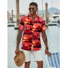 imageCOOFANDY Mens Hawaiian Short Sleeve Shirt Casual Button Down Summer Beach Vacation Shirt Tropical Floral Aloha ShirtsSunset Palm Treered