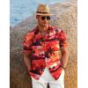 imageCOOFANDY Mens Hawaiian Short Sleeve Shirt Casual Button Down Summer Beach Vacation Shirt Tropical Floral Aloha ShirtsSunset Palm Treered
