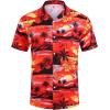 imageCOOFANDY Mens Hawaiian Short Sleeve Shirt Casual Button Down Summer Beach Vacation Shirt Tropical Floral Aloha ShirtsSunset Palm Treered