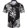 imageCOOFANDY Mens Hawaiian Short Sleeve Shirt Casual Button Down Summer Beach Vacation Shirt Tropical Floral Aloha ShirtsWhite Leavesblack Print