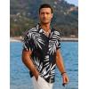 imageCOOFANDY Mens Hawaiian Short Sleeve Shirt Casual Button Down Summer Beach Vacation Shirt Tropical Floral Aloha ShirtsWhite Leavesblack Print