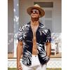 imageCOOFANDY Mens Hawaiian Short Sleeve Shirt Casual Button Down Summer Beach Vacation Shirt Tropical Floral Aloha ShirtsWhite Leavesblack Print