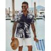 imageCOOFANDY Mens Hawaiian Short Sleeve Shirt Casual Button Down Summer Beach Vacation Shirt Tropical Floral Aloha ShirtsWhite Leavesblack Print