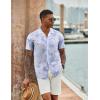 imageCOOFANDY Mens Hawaiian Short Sleeve Shirt Casual Button Down Summer Beach Vacation Shirt Tropical Floral Aloha ShirtsWhite Leavesblue