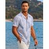 imageCOOFANDY Mens Hawaiian Short Sleeve Shirt Casual Button Down Summer Beach Vacation Shirt Tropical Floral Aloha ShirtsWhite Leavesblue