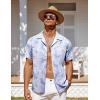 imageCOOFANDY Mens Hawaiian Short Sleeve Shirt Casual Button Down Summer Beach Vacation Shirt Tropical Floral Aloha ShirtsWhite Leavesblue