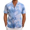 imageCOOFANDY Mens Hawaiian Short Sleeve Shirt Casual Button Down Summer Beach Vacation Shirt Tropical Floral Aloha ShirtsWhite Leavesblue Print