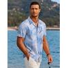 imageCOOFANDY Mens Hawaiian Short Sleeve Shirt Casual Button Down Summer Beach Vacation Shirt Tropical Floral Aloha ShirtsWhite Leavesblue Print