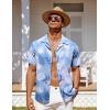 imageCOOFANDY Mens Hawaiian Short Sleeve Shirt Casual Button Down Summer Beach Vacation Shirt Tropical Floral Aloha ShirtsWhite Leavesblue Print