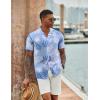imageCOOFANDY Mens Hawaiian Short Sleeve Shirt Casual Button Down Summer Beach Vacation Shirt Tropical Floral Aloha ShirtsWhite Leavesblue Print