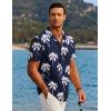 imageCOOFANDY Mens Hawaiian Short Sleeve Shirt Casual Button Down Summer Beach Vacation Shirt Tropical Floral Aloha ShirtsWhite Palm Leafblue