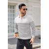 imageCOOFANDY Mens Knit Polo Shirt Quarter Zip Slim Fit Pullover Long Sleeve Sweater PoloWhite Black Stripes