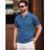 imageCOOFANDY Mens Knit Polo Shirts Short Sleeve Textured Golf Shirt Fashion Casual Collared Pullover TShirtsDark Blue