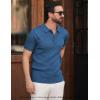 imageCOOFANDY Mens Knit Polo Shirts Short Sleeve Textured Golf Shirt Fashion Casual Collared Pullover TShirtsDark Blue