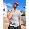 imageCOOFANDY Mens Knit Polo Shirts Short Sleeve Textured Golf Shirt Fashion Casual Collared Pullover TShirtsLight Grey