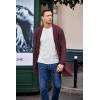 imageCOOFANDY Mens Shawl Collar Long Cardigan Knit Ruffle Fashion Sweater Drape CapeWine Red