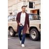 imageCOOFANDY Mens Shawl Collar Long Cardigan Knit Ruffle Fashion Sweater Drape CapeWine Red