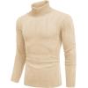 imageCOOFANDY Mens Slim Fit Turtleneck Sweater Long Sleeve Casual Knitted Pullover SweatersApricot