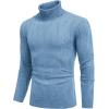 imageCOOFANDY Mens Slim Fit Turtleneck Sweater Long Sleeve Casual Knitted Pullover SweatersLight Blue and White