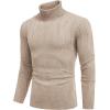 imageCOOFANDY Mens Slim Fit Turtleneck Sweater Long Sleeve Casual Knitted Pullover SweatersLight Khaki