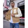 imageCOOFANDY Mens Varsity Jacket Wool Blend Letterman Bomber Jacket Baseball Lightweight JacketKhaki