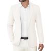 imageCOOFANDY Mens Casual Blazer Slim Fit Sports Coat One Button Business Retro Suit Jackets for Wedding PartyWhite