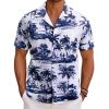 imageCOOFANDY Mens Hawaiian Short Sleeve Shirt Casual Button Down Summer Beach Vacation Shirt Tropical Floral Aloha ShirtsBlack Coconut Treewhite
