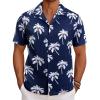 imageCOOFANDY Mens Hawaiian Short Sleeve Shirt Casual Button Down Summer Beach Vacation Shirt Tropical Floral Aloha ShirtsWhite Palm Leafblue