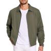 imageCOOFANDY Mens Lightweight Jackets Casual Bomber Windbreaker Zip Up Collared Jacket Golf Windproof CoatArmy Green