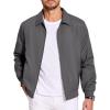 imageCOOFANDY Mens Lightweight Jackets Casual Bomber Windbreaker Zip Up Collared Jacket Golf Windproof CoatDark Grey