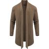 imageCOOFANDY Mens Shawl Collar Long Cardigan Knit Ruffle Fashion Sweater Drape CapeBrown