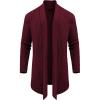 imageCOOFANDY Mens Shawl Collar Long Cardigan Knit Ruffle Fashion Sweater Drape CapeWine Red