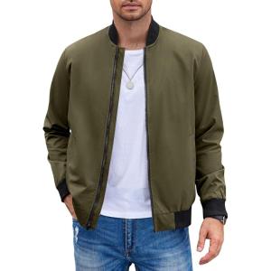 imageCOOFANDY Men Bomber Jacket Lightweight Windbreaker Jackets Casual Softshell Flight Fashion Winter Fall Coat with Pocket1  Army Green