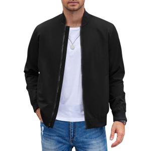 imageCOOFANDY Men Bomber Jacket Lightweight Windbreaker Jackets Casual Softshell Flight Fashion Winter Fall Coat with Pocket1  Black