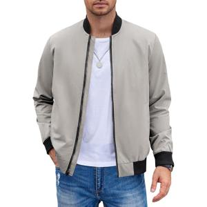 imageCOOFANDY Men Bomber Jacket Lightweight Windbreaker Jackets Casual Softshell Flight Fashion Winter Fall Coat with Pocket1  Light Grey
