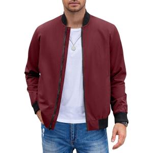 imageCOOFANDY Men Bomber Jacket Lightweight Windbreaker Jackets Casual Softshell Flight Fashion Winter Fall Coat with Pocket1 Wine Red