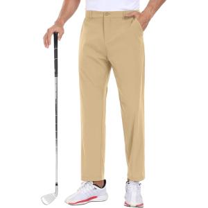 imageCOOFANDY Men Golf Stretch Pant Casual Slim Fit Pant Lightweight Sweatpants with PocketKhaki